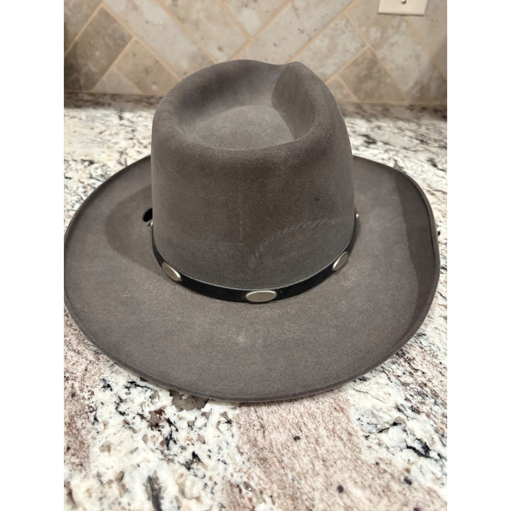 Vintage Stetson "The Gunslinger" 4X Beaver Fur Felt Cowboy Hat Gray Size 7 USA - Picture 3 of 8